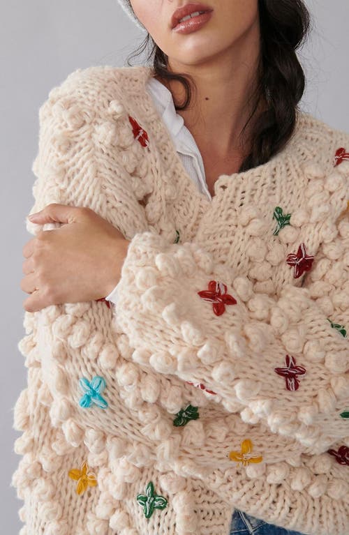 Saachi Aria Popcorn Knit Cardigan In Ivory