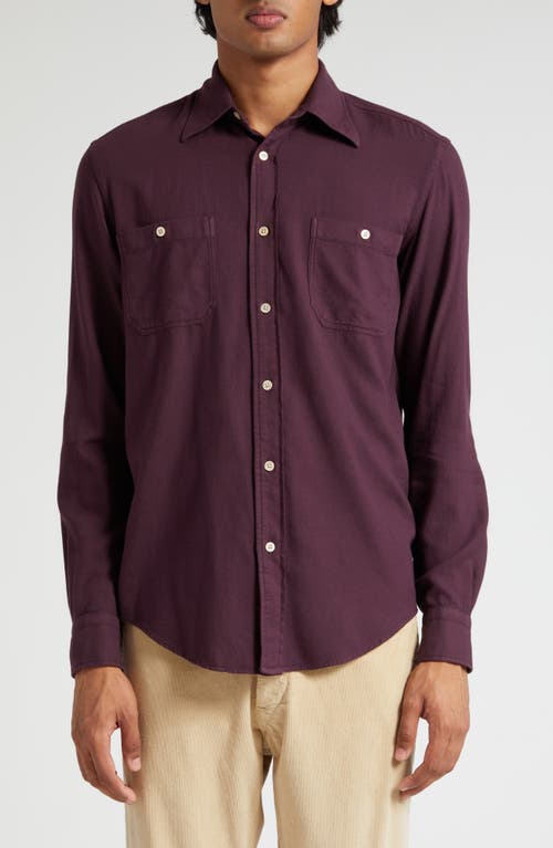 Boglioli Garment Dyed Button-Up Shirt in Burgundy