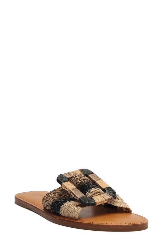 Shop Schutz Cinna Slide Sandal In Cobre-black-palha