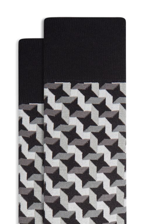 Bugatchi Optical Illusion Cotton Blend Dress Socks In Black