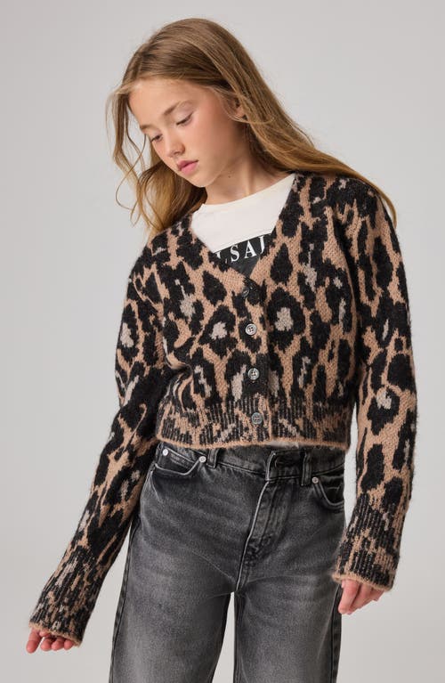 Shop Allsaints Sm By  Kids' Leopard Jacquard Cardigan In Black