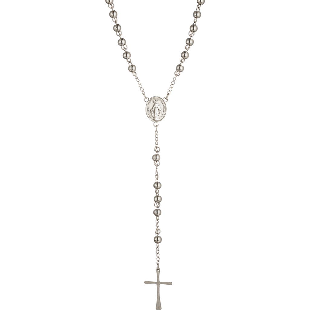 Eye Candy Los Angeles Nazareth Rosary Y-necklace In Silver