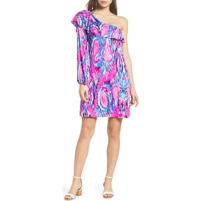 Lilly Pulitzer Amante One-Shoulder Silk Dress, Pink