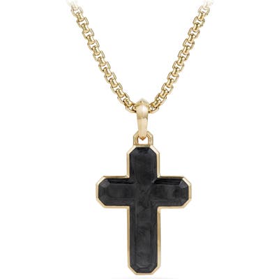 David Yurman Forged Carbon Cross Tag With 18K Gold
