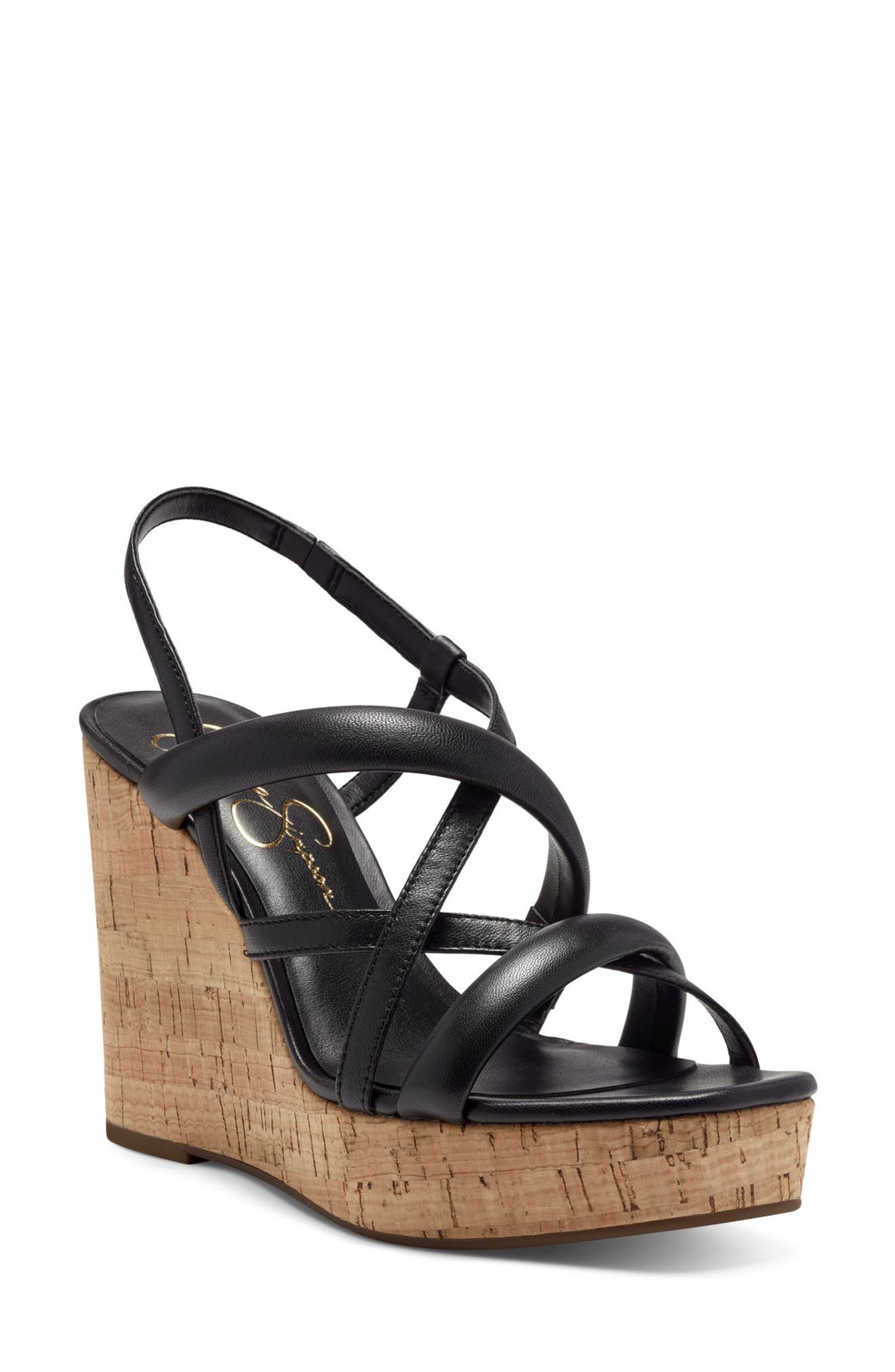 jessica simpson black wedge heels