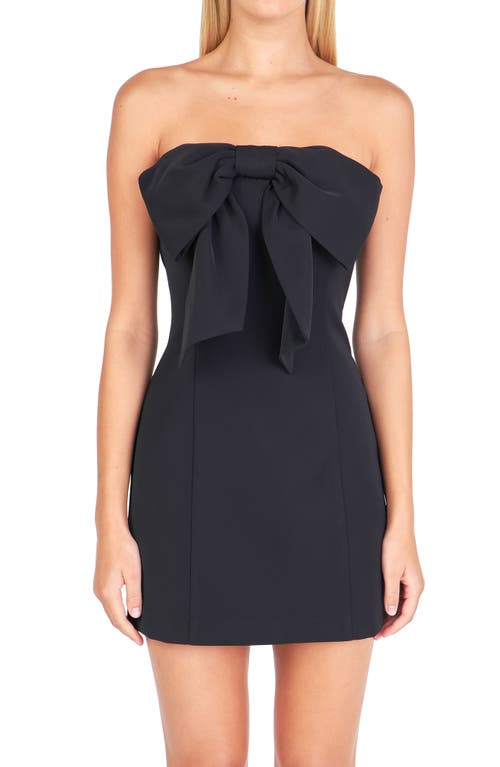 Shop Endless Rose Bow Strapless Minidress In Black