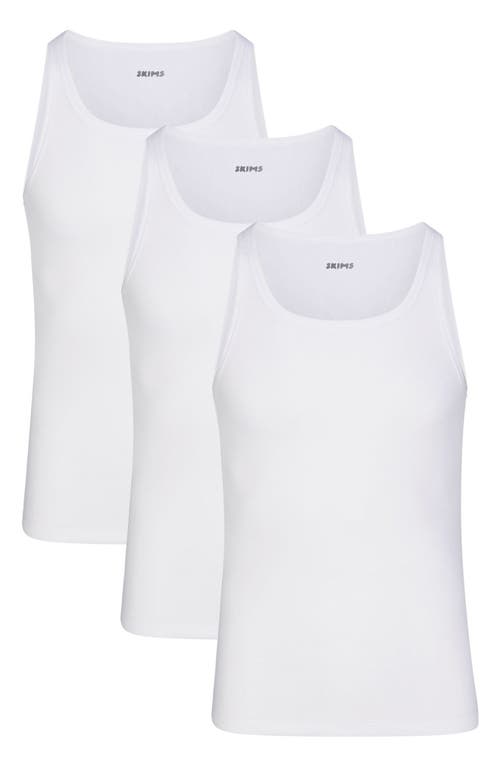 Skims 3-pack Rib Stretch Cotton Tanks In Chalk