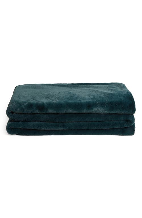 UnHide The Marshmallow 2.0 Medium Faux Fur Throw Blanket in Emerald Kitten