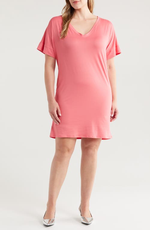 24seven Comfort Apparel Loose Fit Jersey T-shirt Dress In Coral | ModeSens