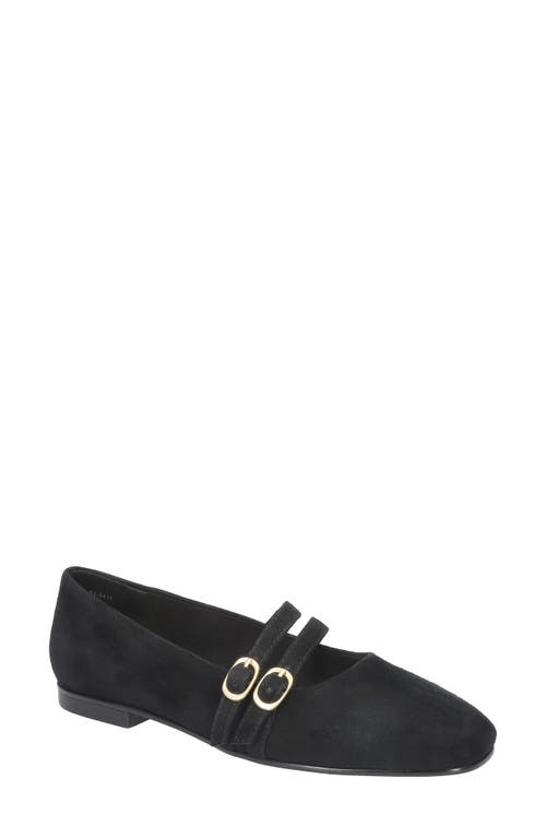 Bella Vita Davenport Double Strap Mary Jane Black Suede Leather at Nordstrom,