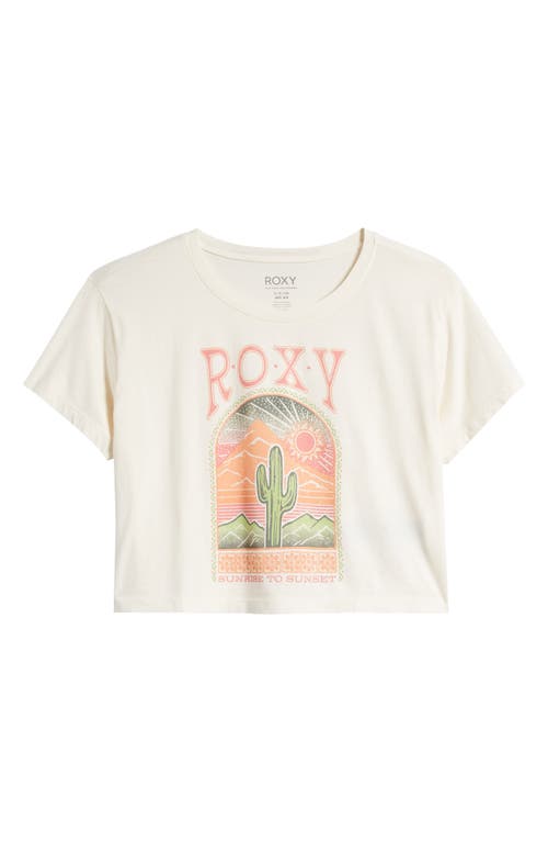 Roxy Saguaro Cotton Crop Graphic T-shirt In Egret