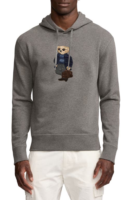 Shop Ralph Lauren Purple Label Polo Bear Appliqué Hoodie In Medium Grey Melange