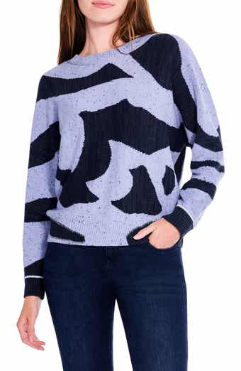 Blue and White Intarsia Sweater