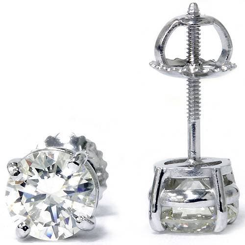 Bliss Diamond Platinum 2 Ct T.w. Certified Lab Grown Diamond Studs Screw Backs In Platinum