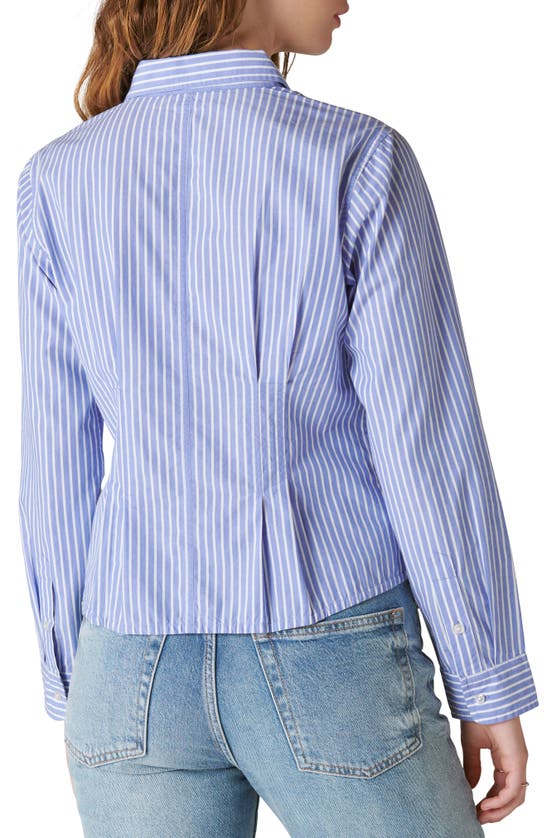 Shop Lucky Brand Cotton Poplin Corset Button-up Shirt In Persian Jewel Stripe