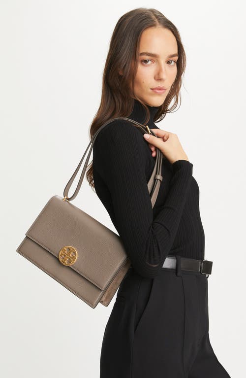 Shop Tory Burch Miller Leather Convertible Shoulder Bag In Portobello