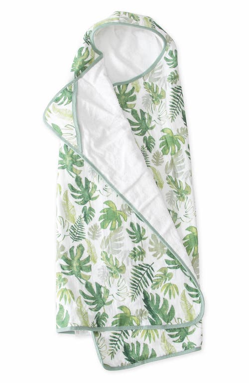 little unicorn Cotton Muslin & Terry Hooded Towel in Tropical Leaf at Nordstrom