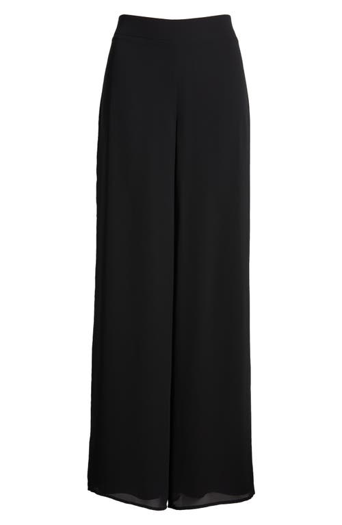 Shop Anne Klein Chiffon Overlay Wide Leg Pants In Anne Black