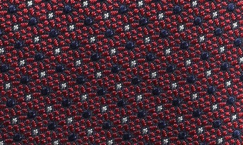 Shop Canali Neat Silk Tie In Bright Red