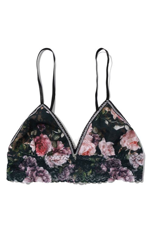 Hanky Panky Printed Signature Lace Padded Triangle Bralette In Romantique Black