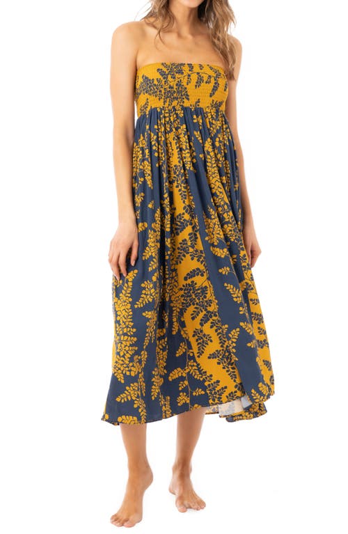 Maaji Amber Vine Volie Strapless Cover-Up Dress Yellow at Nordstrom,