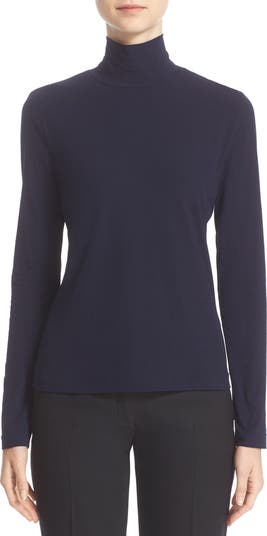 St. John Women's Collection Nuda Snow Leopard Print Jersey Turtleneck Black Size Petite