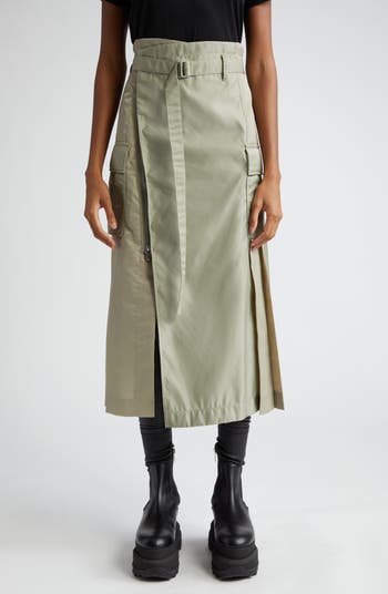 Sacai Pleat Back Nylon Twill Skirt | Nordstrom