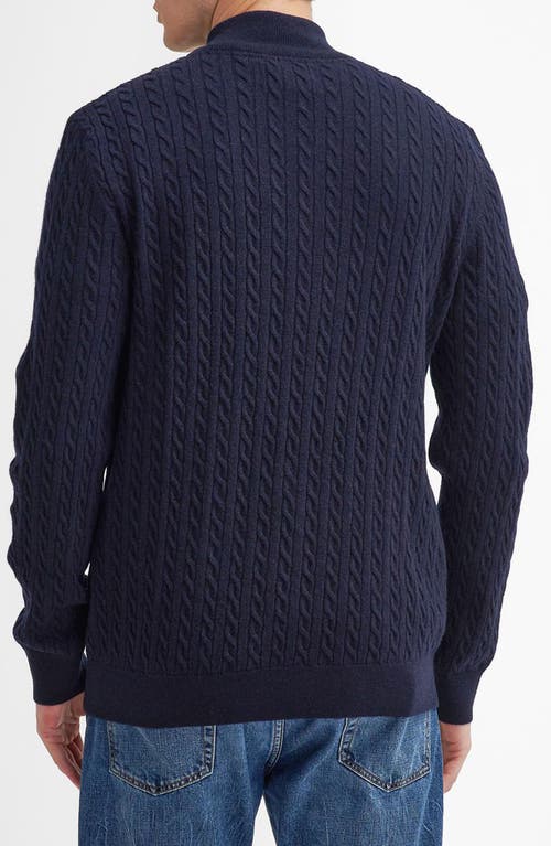 Shop Barbour Ramsden Cable Knit Quarter Zip Wool Sweater In Navy