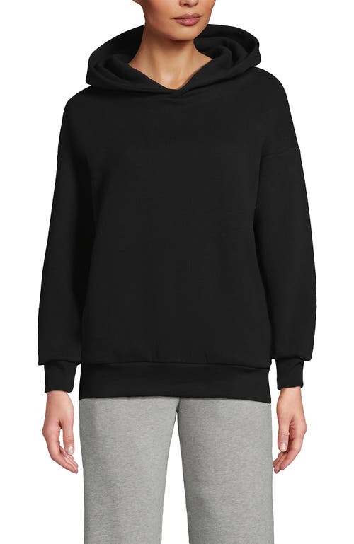 Shop Lands' End Serious Sweats Relaxed Long Sleeve Hoodie Sweatshirt In Black