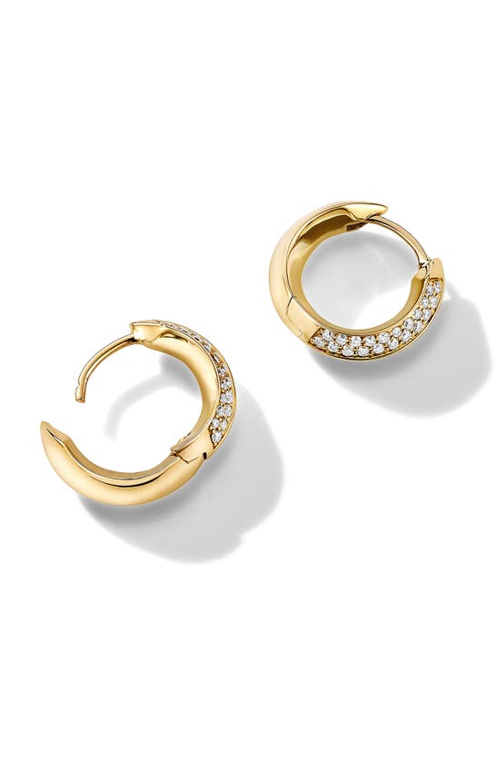 Shop Cast Defiant Iced Diamond Huggie Hoop Earrings In Gold