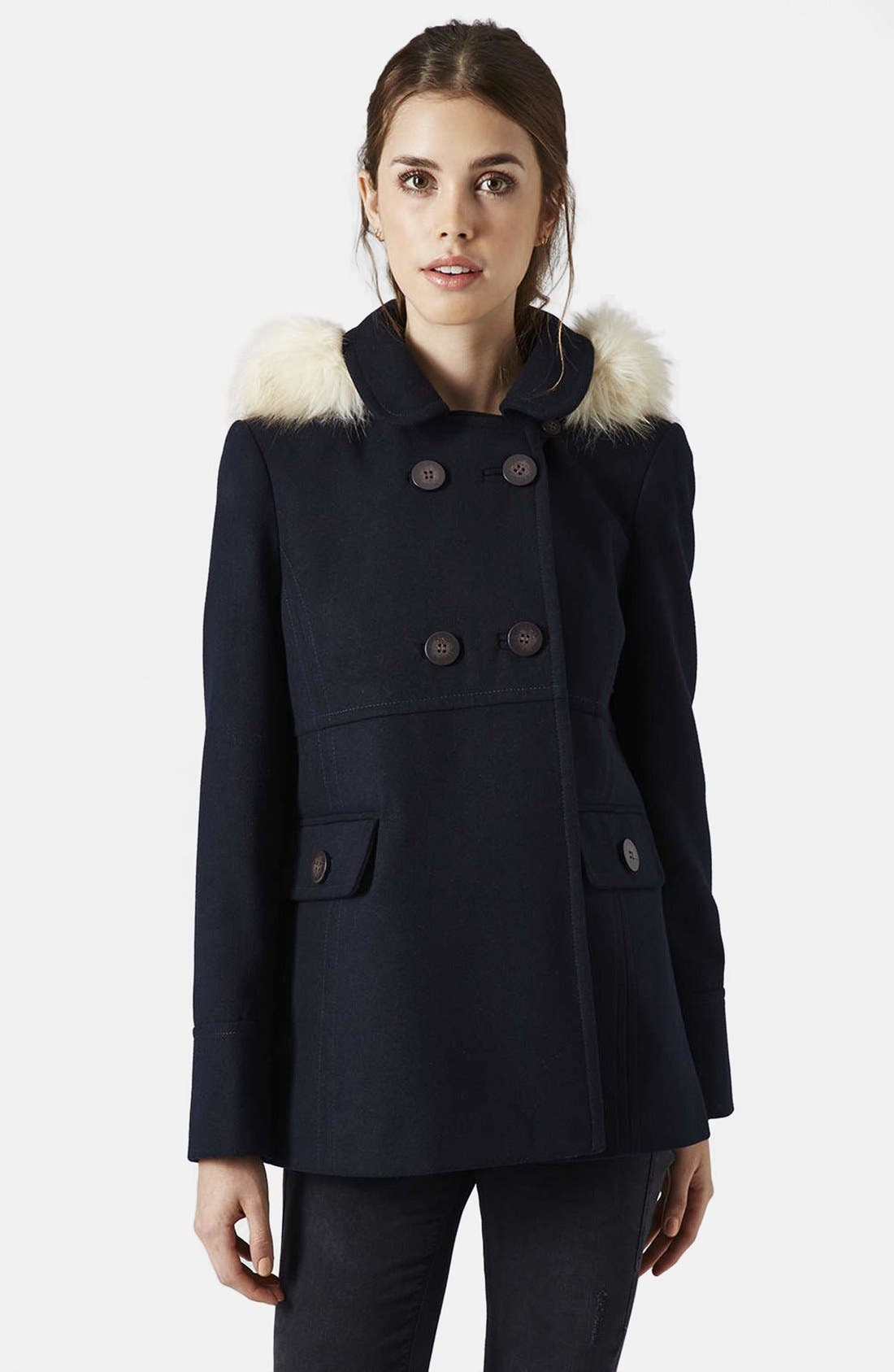'Lottie' Faux Fur Trim Hooded Coat Nordstrom