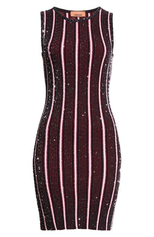 Shop Missoni Stripe Sequin Sleeveless Minidress In Red And Black
