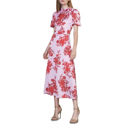 Ml Monique Lhuillier Floral Satin Dress, Pink