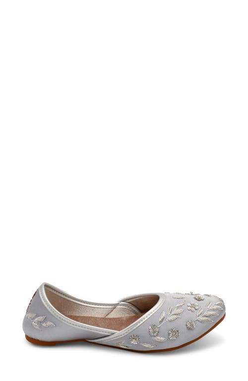 Fuchsia Amira Silver Embroidery Flat In Silver