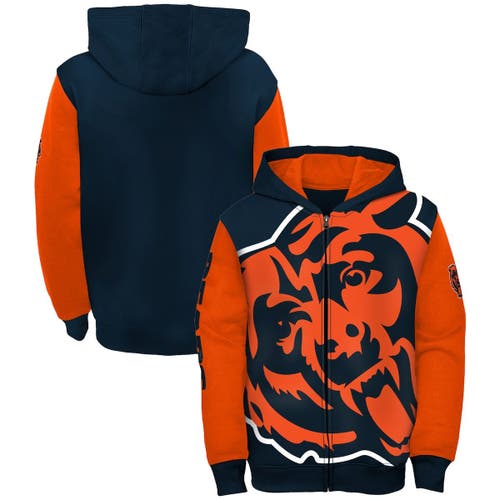 Outerstuff Youth Navy/Orange Chicago Bears Poster Board Full-Zip Hoodie