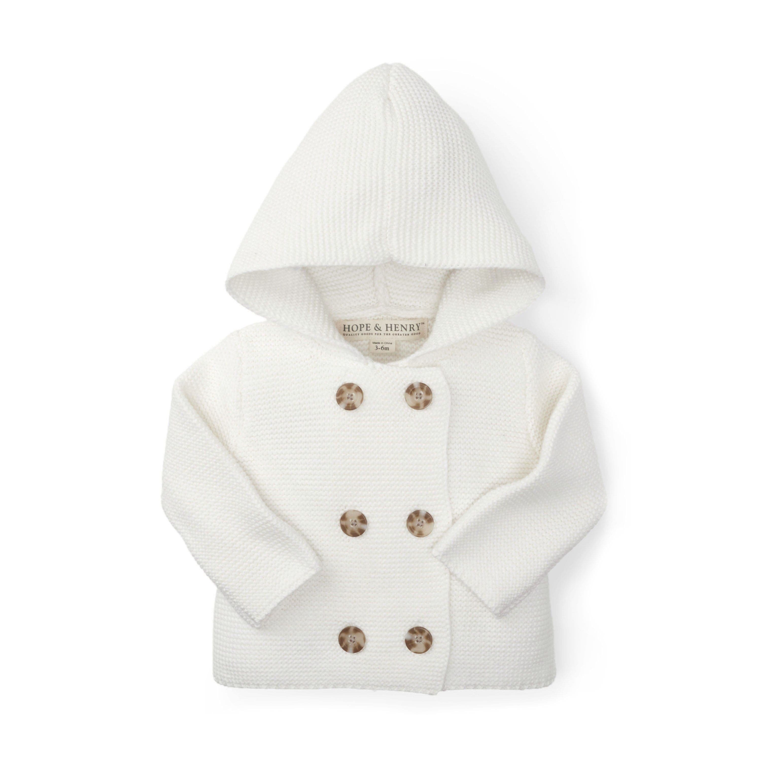 Hope & Henry Baby Faux Fur Hooded Sweater, Infant In Soft White