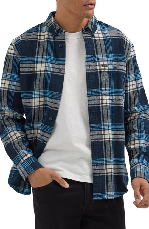 Shop Lee Riveted Relaxed Fit Plaid Flannel Button-down Shirt In Inky Blue