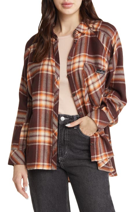 Brendon Plaid High-Low Flannel Button-Up Shirt
