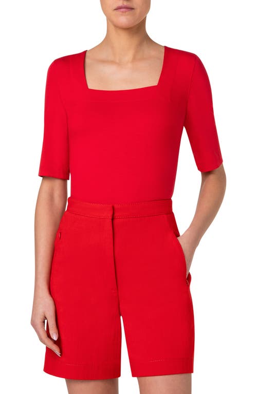 Akris punto Square Neck Knit Top Red at Nordstrom,