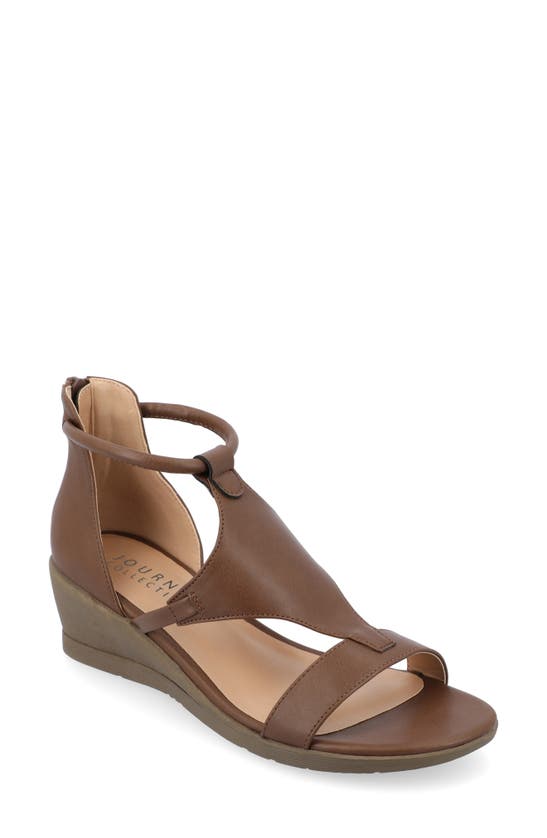 Shop Journee Collection Trayle Wedge Sandal In Brown