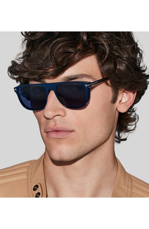 Shop Tom Ford Lionel 55mm Square Sunglasses In Navy Gunmental/blue