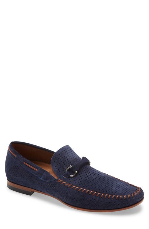 Mezlan Marcello Perforated Bit Loafer in Blue