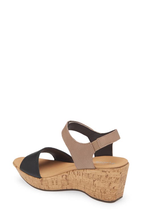 Shop Naot Summer Platform Wedge Sandal In Soft Black/soft Stone Leather