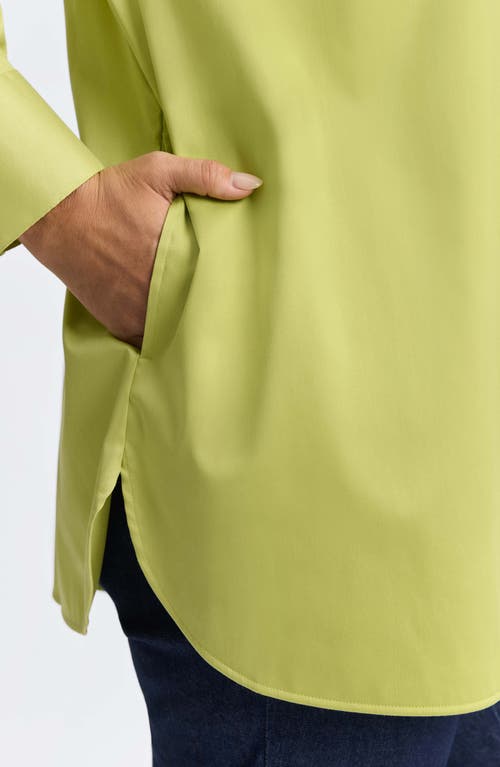 Shop Foxcroft Layla Sateen Button-up Shirt In Green