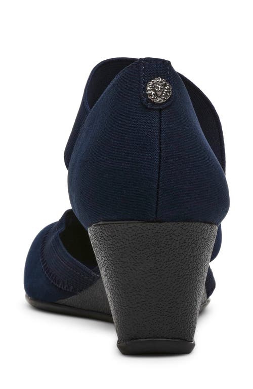 Anne Klein Tiffy Wedge Heel Pump In Navy
