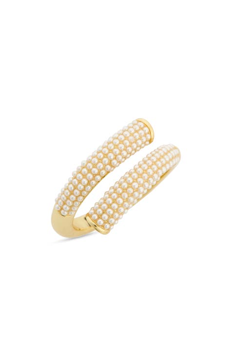 Micro Imitation Pearl Wrapped Open Ring