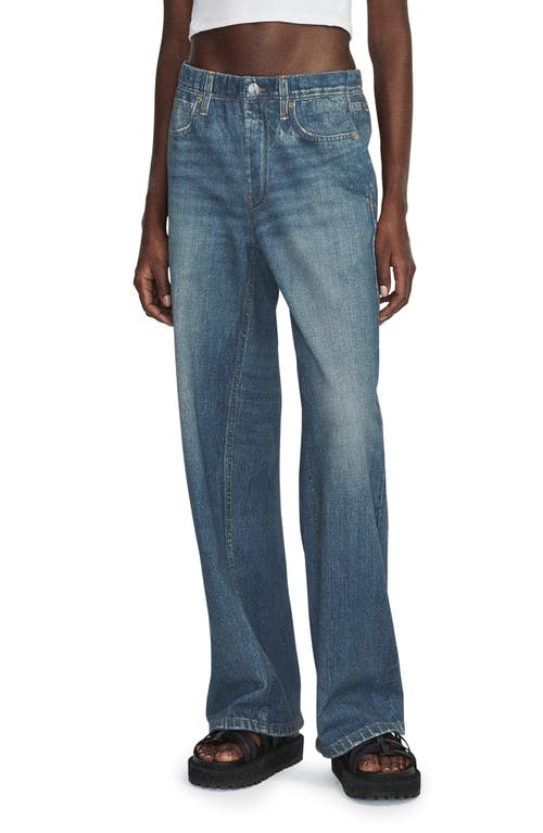 rag & bone Miramar Trompe L'Oeil Printed Denim Low Rise Wide Leg Pants at Nordstrom,