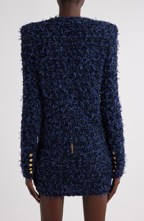 Shop Balmain Four-pocket Tweed Jacket In 6bo Midnight/blue