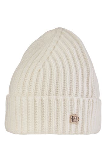 Bruno Magli Cashmere Ribbed Knit Beanie In Neutral