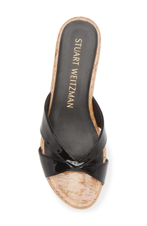 Stuart Weitzman Carmen Wedge Sandal In Black